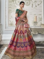 Peachy Pink Banarasi Silk Bridal Lehenga Choli